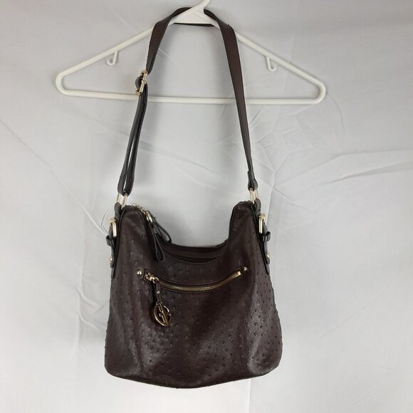 Giani Bernini Purse Crossbody Brown Pockets Adjustable Strap Man Made - Picture 2 of 10